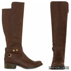 Arizona Jean Co Cuala Chocolate Memory Foam Zip Flat Heel Riding Boots, Sz 8
